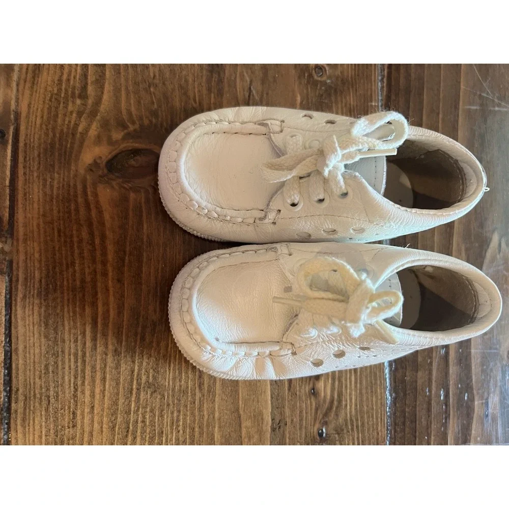 Mother goose Vintage Baby Jacks Infant White Leather  Booties Sz4
